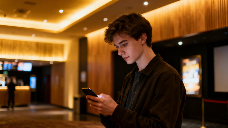 Gast kauft online Kinoticket und Snacks über den Kino-Webshop – Kino Umsatz steigern durch digitalen Verkauf