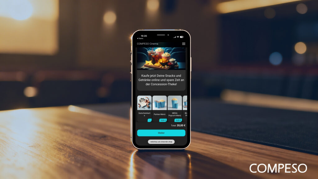 Snack-Vorbestellung im Kino-Webshop auf dem Smartphone – Online-Käufer steigern Kino Umsatz