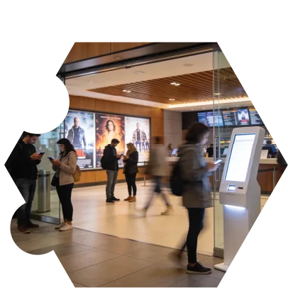 Self-Service-Terminal im Foyer eines Kinos